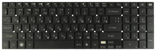 Клавиатура для ноутбука Acer Gateway (NV55) Black, (No Frame), RU (горизонтальный энтер) - фото 7