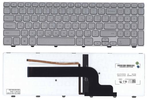 Клавиатура для ноутбука Dell Inspiron (15-7000, 7537) Black, RU с подсветкой (Light), Silver, (Silver Frame) RU Клавиатура для ноутбука Dell Inspiron (15-7000, 7537) Black, RU с подсветкой (Light), Silver, (Silver Frame) RU