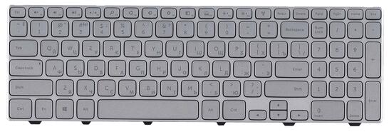 Клавиатура для ноутбука Dell Inspiron (15-7000, 7537) Black, RU с подсветкой (Light), Silver, (Silver Frame) RU Клавиатура для ноутбука Dell Inspiron (15-7000, 7537) Black, RU с подсветкой (Light), Silver, (Silver Frame) RU - фото 2
