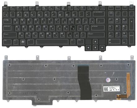 Клавиатура для ноутбука Dell Alienware (M17X) с подсветкой (Light), Black, RU/EN