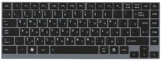 Клавиатура для ноутбука Toshiba Satellite (U900, U920T, U840, U800) с подсветкой (Light), Black, (Gray Frame) RU - фото 2