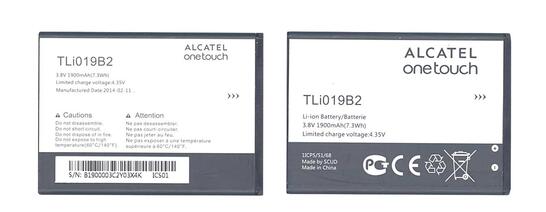 Аккумуляторная батарея для смартфона Alcatel TLi019b2 One Touch Pop D7 3.7V Black 1900mAh 7.3Wh Аккумуляторная батарея для смартфона Alcatel TLi019b2 One Touch Pop D7 3.7V Black 1900mAh 7.3Wh