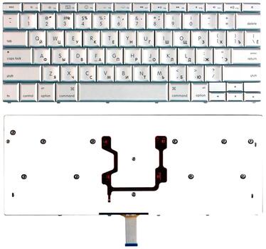 Клавиатура для ноутбука Apple MacBook 15.4&quot; (A1260) Silver, (No Frame), RU (горизонтальный энтер)