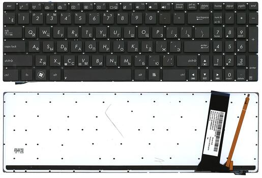 Клавиатура для ноутбука Asus (N56, N56V) с подсветкой (Light), Black, (No Frame) RU - фото 6