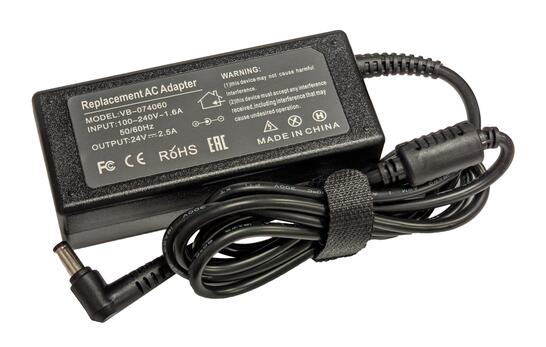 Блок питания для монитора и телевизора 60W 24V 2.5A 5.5x2.5mm VB-074060 REPLACEMENT - фото 2