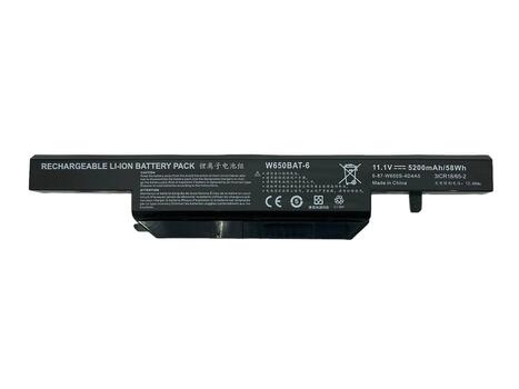Аккумуляторная батарея для ноутбука Clevo W650BAT-6 W670RC 11.1V Black 5200mAh OEM