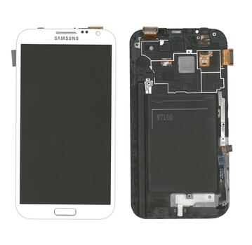 Матрица с тачскрином (модуль) для Samsung Galaxy Note 2 GT-N7100 белый с рамкой
