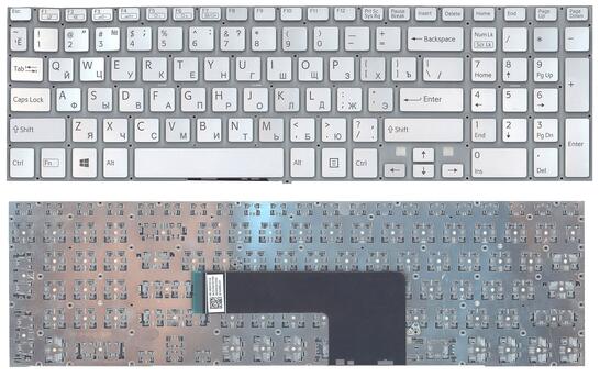 Клавиатура для ноутбука Sony (SF510) Silver, с подсветкой (Light), (No Frame), RU