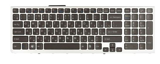 Клавиатура для ноутбука Sony Vaio (VPC-F11, VPC-F12 VPC-F13) с подсветкой (Light), Black, (Silver Frame) RU - фото 2