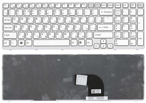 Клавиатура для ноутбука Sony Vaio (SVE15, SVE1511V1R) White, (White Frame) RU - фото 6