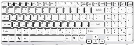 Клавиатура для ноутбука Sony Vaio (SVE15, SVE1511V1R) White, (White Frame) RU - фото 7