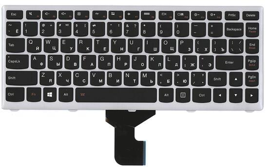 Клавиатура для ноутбука Lenovo IdeaPad (Z400) с подсветкой (Light), Black, (Gray Frame), RU Клавиатура для ноутбука Lenovo IdeaPad (Z400) с подсветкой (Light), Black, (Gray Frame), RU - фото 2