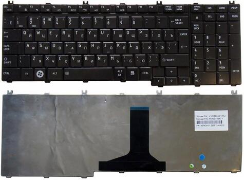 Клавиатура Toshiba Satellite (A500,A505,F501,L350,L355,L500,L505,L550,L555,P200,P205,P300,P500,P505,X200,X205) Qosmio (F50, F60, G50, X300, X305, X500, X505) Black, Glossy, RU
