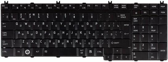 Клавиатура Toshiba Satellite (A500,A505,F501,L350,L355,L500,L505,L550,L555,P200,P205,P300,P500,P505,X200,X205) Qosmio (F50, F60, G50, X300, X305, X500, X505) Black, Glossy, RU - фото 2