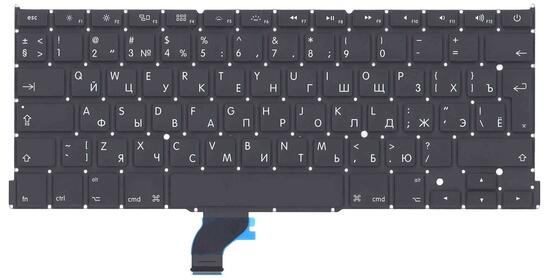 Клавиатура для ноутбука Apple MacBook Pro 13" Retina A1502 (2013, 2014, 2015 года) с подсветкой (Light) Black, (No Frame), RU (вертикальный энтер) Клавиатура для ноутбука Apple MacBook Pro 13" Retina A1502 (2013, 2014, 2015 года) с подсветкой (Light) Black, (No Frame), RU (вертикальный энтер) - фото 2