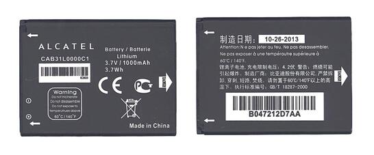 Аккумуляторная батарея для смартфона Alcatel CAB31L0000C1 One Touch 3.7V Black 1000mAh 3.7Wh