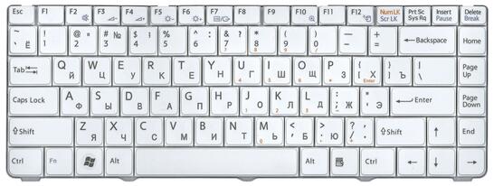 Клавиатура для ноутбука Sony Vaio (VGN-NR, VGN-NS) White, RU Клавиатура для ноутбука Sony Vaio (VGN-NR, VGN-NS) White, RU - фото 2