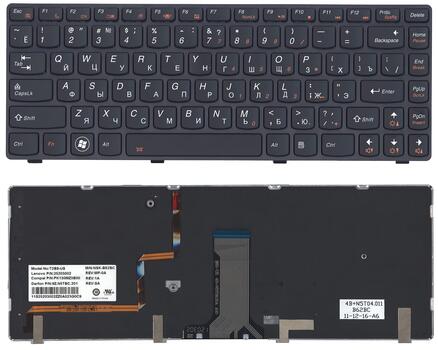 Клавиатура для ноутбука Lenovo IdeaPad (Y480) с подсветкой (Light), Black, (Black Frame), RU Клавиатура для ноутбука Lenovo IdeaPad (Y480) с подсветкой (Light), Black, (Black Frame), RU