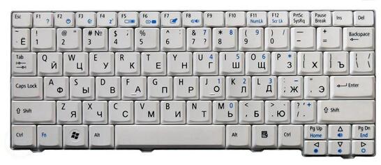 Клавиатура для ноутбука Acer Aspire One 531, A110, A150, D150, D250, ZG5, ZG8 White, RU - фото 7