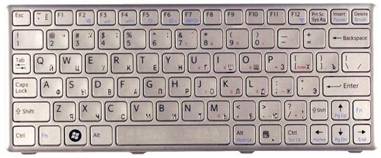 Клавиатура для ноутбука Sony Vaio (VPC-W: PCG-4V1V, VPCW11S1 Series, VPCW12 Series, VPCW21 Series, VPCW22M1E/L, VPCW22M1E/W, VPCW22Z1R/L, VPCW22Z1R/T ) Silver, (Silver Frame) RU Клавиатура для ноутбука Sony Vaio (VPC-W: PCG-4V1V, VPCW11S1 Series, VPCW12 Series, VPCW21 Series, VPCW22M1E/L, VPCW22M1E/W, VPCW22Z1R/L, VPCW22Z1R/T ) Silver, (Silver Frame) RU - фото 2