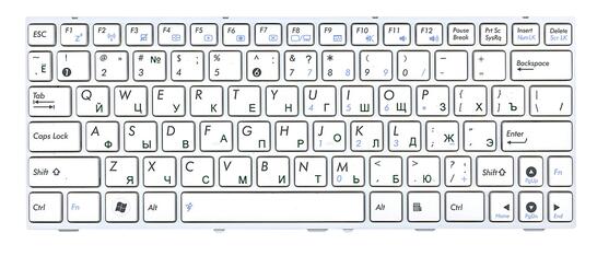 Клавиатура для ноутбука Asus EEE PC (1005HA, 1008HA) White, (White Frame) RU - фото 2