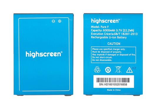 Аккумуляторная батарея для смартфона Highscreen Pure F Boost 3.7V Black 6000mAh 22.2Wh