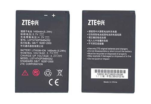 Аккумуляторная батарея для смартфона ZTE Li3714T42P3h654252 U809 3.7V Black 1400mAh 5.2Wh Аккумуляторная батарея для смартфона ZTE Li3714T42P3h654252 U809 3.7V Black 1400mAh 5.2Wh