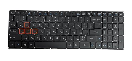 Клавиатура для ноутбука Acer Aspire VN7-593G Black,с красной подсветкой (Light Red), (No Frame), RU - фото 6