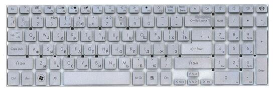 Клавиатура для ноутбука Acer Gateway NV55S, NV57H, NV75S, NV77H  Silver, (No Frame), RU - фото 7