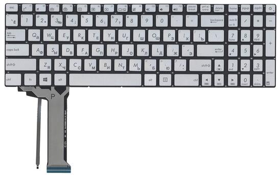 Клавиатура для ноутбука Asus (N551) с подсветкой (Light), Gray, (No Frame) RU - фото 2