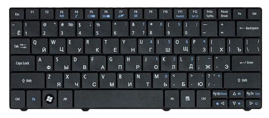 Клавиатура для ноутбука Acer Aspire (1420, 1425, 1425P, 1810, 1810T, 1820, 1825, 1830T) Aspire One (715, 721, 722, 751, 751H, 752, 752H, 753, ZA3, ZA5) Acer Ferrari One (200) Black, RU/EN - фото 7