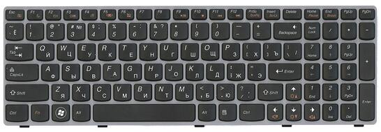 Клавиатура для ноутбука Lenovo IdeaPad (Y570) Black, (Gray Frame), RU - фото 2