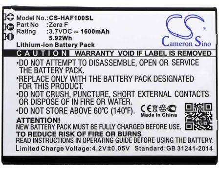 Аккумуляторная батарея для смартфона Highscreen CS-HAF100SL Zera F 3.7V Black 1600mAh 5.92Wh Аккумуляторная батарея для смартфона Highscreen CS-HAF100SL Zera F 3.7V Black 1600mAh 5.92Wh - фото 2