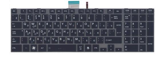 Клавиатура для ноутбука Toshiba Satellite P870, P870D, P875, P875D с подсветкой (Light), Black, (Gray Frame) RU - фото 2