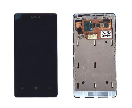 Матрица с тачскрином (модуль) для Nokia Lumia 800 (с рамкой) черный Матрица с тачскрином (модуль) для Nokia Lumia 800 (с рамкой) черный