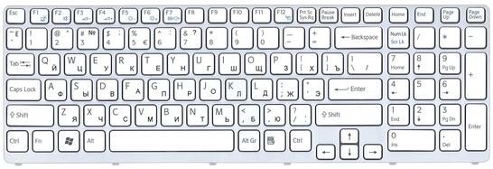 Клавиатура для ноутбука Sony Vaio (SVE17) White, (White Frame) RU - фото 7