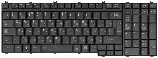 Клавиатура Toshiba Satellite (A500, A505, L350, L355, L500, L505, L550, F501, P200, P300, P500, P505, X200, Qosmio F50, G50, X300, X305, X500, X505) Black, Mat, RU (вертикальный энтер) - фото 7