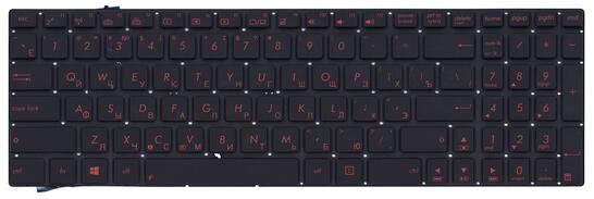Клавиатура для ноутбука Asus (N56) с подсветкой (Light) Black, RU с красной подсветкой - фото 2