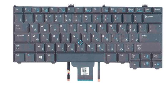 Клавиатура для ноутбука Dell Latitude (E7440) с подсветкой (Light), с указателем (Point Stick) Black, RU - фото 2