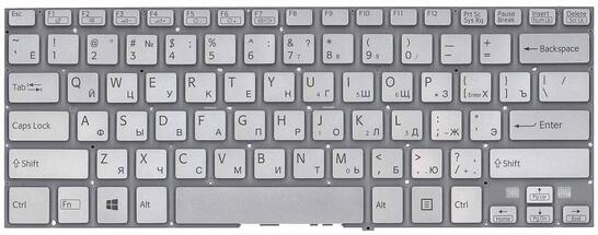 Клавиатура для ноутбука Sony (SVF14N FIT, SVF14, SVF14a) с подсветкой (Light), Silver, (No Frame) RU - фото 2
