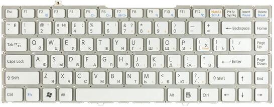 Клавиатура для ноутбука Sony Vaio (VGN-FW) White, (No Frame) RU - фото 2