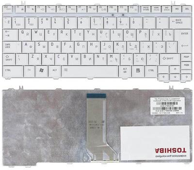 Клавиатура для ноутбука Toshiba Satellite U500, U505, U400, U405, A600, T130, T135, Portege M800, M900, White, RU (вертикальный энтер)