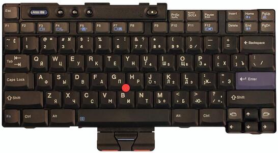 Клавиатура для ноутбука Lenovo ThinkPad (T40, T41, T42, T43, T43p, R50, R51, R52) с указателем (Point Stick) Black RU - фото 2