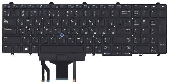 Клавиатура для ноутбука Dell Latitude (E5550) с подсветкой (Light), с указателем (Point Stick) Black, (No Frame), RU горизонтальный Enter - фото 2