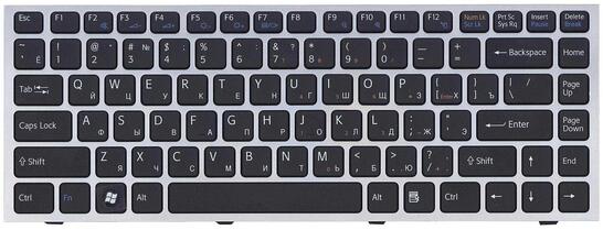 Клавиатура для ноутбука Sony Vaio (VPC-S) Black, (Silver Frame) RU Клавиатура для ноутбука Sony Vaio (VPC-S) Black, (Silver Frame) RU - фото 2