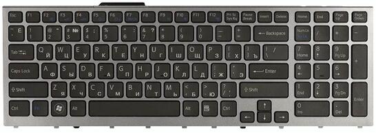 Клавиатура для ноутбука Sony Vaio (VPC-F11, VPC-F12, VPC-F13) с подсветкой (Light), Black, (Gray Frame) RU - фото 2