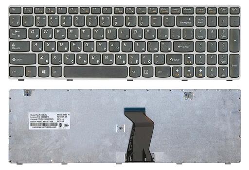 Клавиатура для ноутбука Lenovo IdeaPad G580, G585, Z580, Z585, Z780 Black, (Gray Frame), RU - фото 6