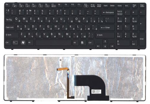 Клавиатура для ноутбука Sony Vaio (SVE15) с подсветкой (Light), Black, (Black Frame) RU Клавиатура для ноутбука Sony Vaio (SVE15) с подсветкой (Light), Black, (Black Frame) RU