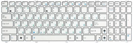 Клавиатура для ноутбука Asus K52 K53 G73 A52 G60 White, (White Frame) RU Клавиатура для ноутбука Asus K52 K53 G73 A52 G60 White, (White Frame) RU - фото 2