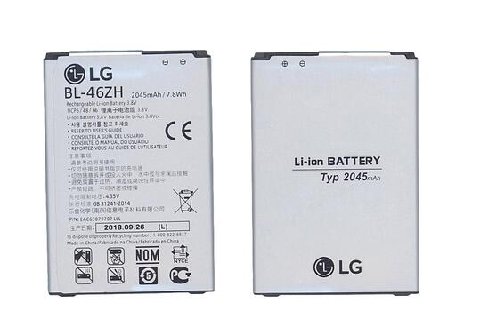 Аккумуляторная батарея для смартфона LG BL-46ZH AS330 3.8V Silver 2045mAh 7.8Wh Аккумуляторная батарея для смартфона LG BL-46ZH AS330 3.8V Silver 2045mAh 7.8Wh